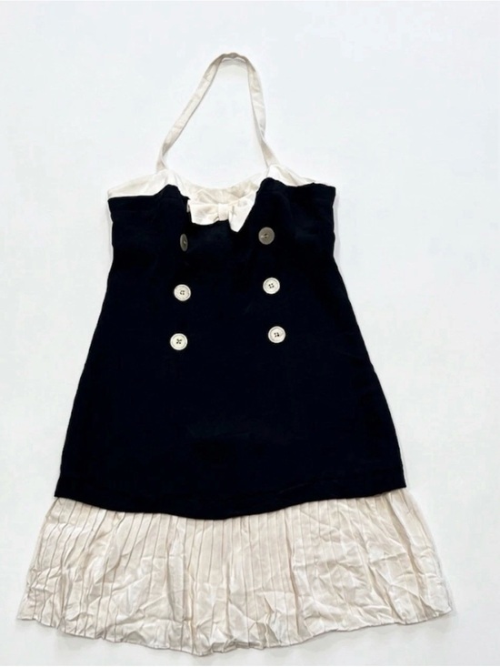 Betsey Johnson Dresses & Skirts - Vintage Betsey Johnson Black Label 100% Silk Halter Dress Pleated Sailor PinUp 6